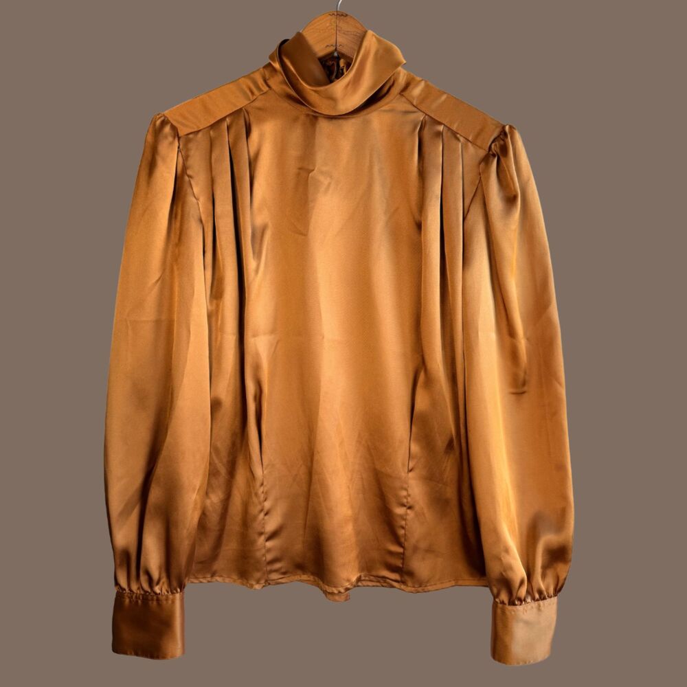 Vintage Chaus Mockneck Satin Blouse